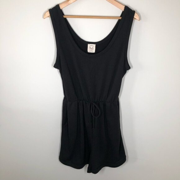 FANTASTIC  Fawn Black Tank Shorts Romper Size Large - Picture 1 of 6